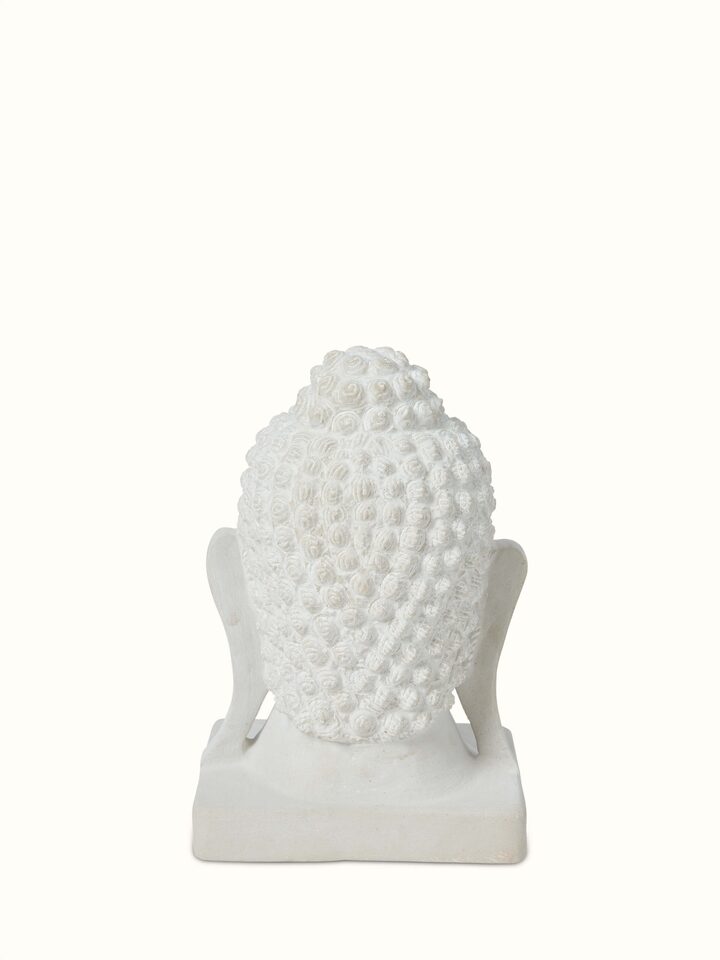 Another detailed view of Tranquil Carved Stone Buddha Face Idol highlighting artistic features