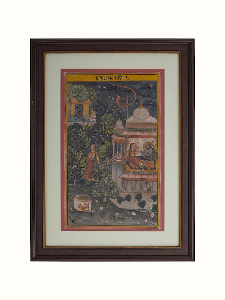 Front view of Pichwai Geet Govindam Painting set (12 pieces), emphasizing intricate detailing and vivid colors.