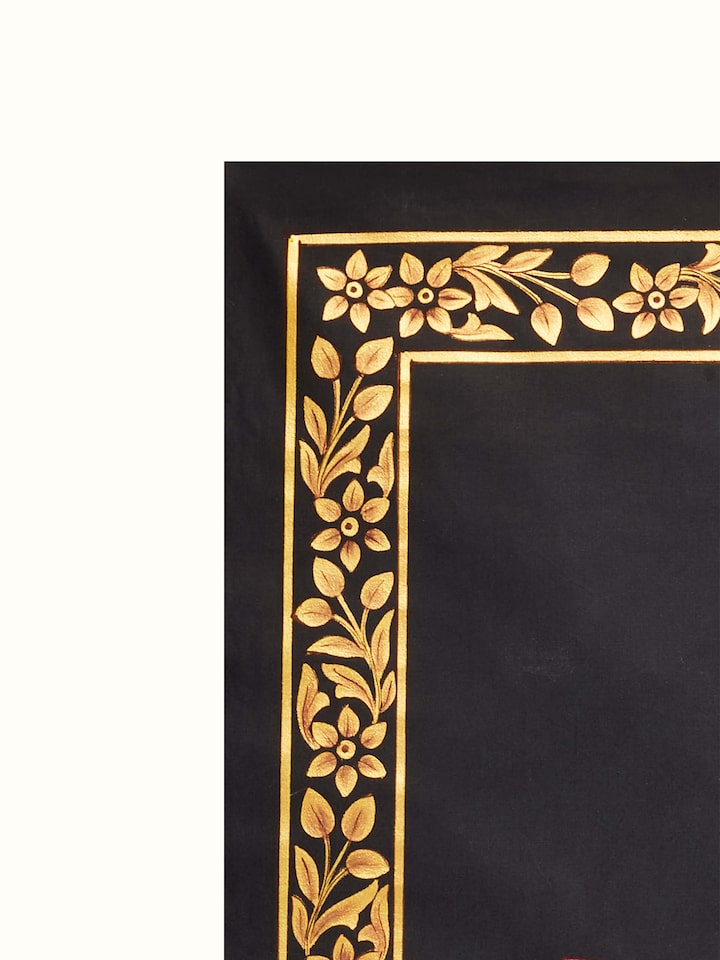 Angled view of Pichwai Shreenathji's Portrait Painting, emphasizing the texture and depth of the painting