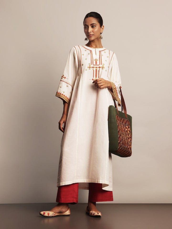 Coral Matka Silk Palazzos