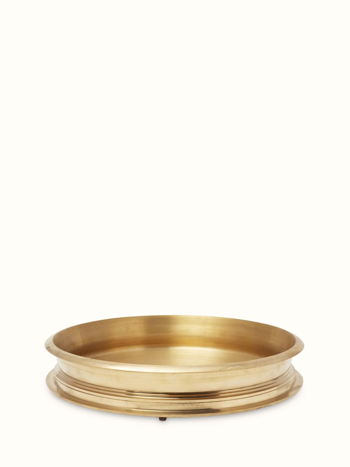 Front view of Traditional brass urli highlighting its classic design and polished brass finish.