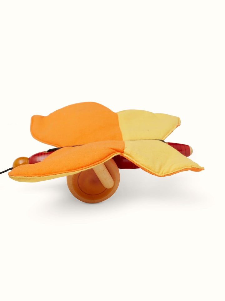 Front view of Channapatna Wooden Thithli Toy featuring traditional craftsmanship and vibrant colors