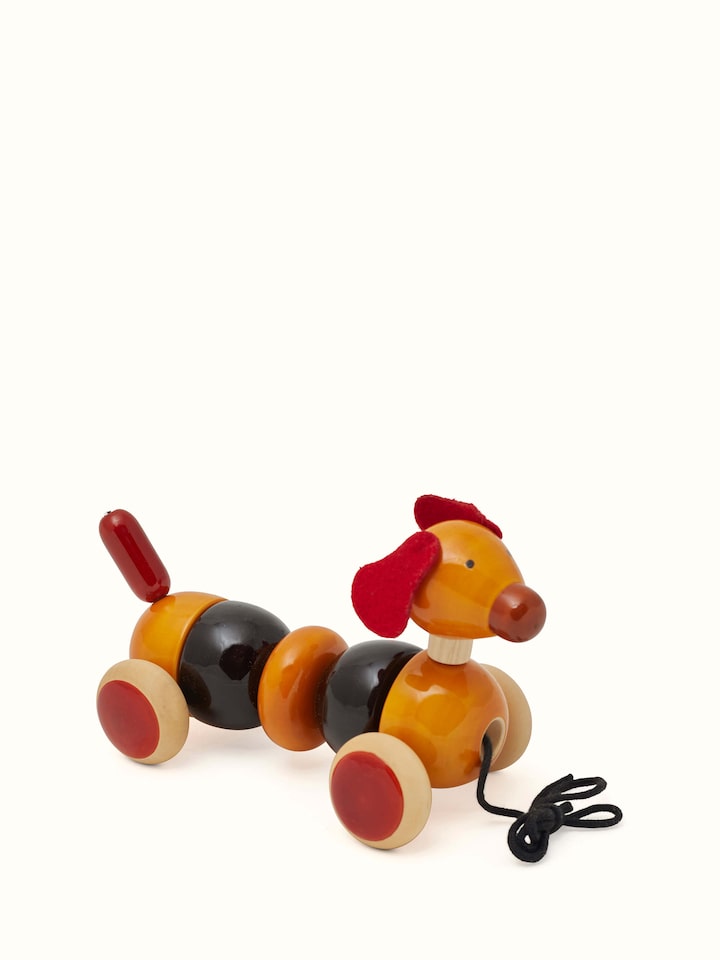 Alternate view of Channapatna Wooden Bovow Toy showing its design and details.