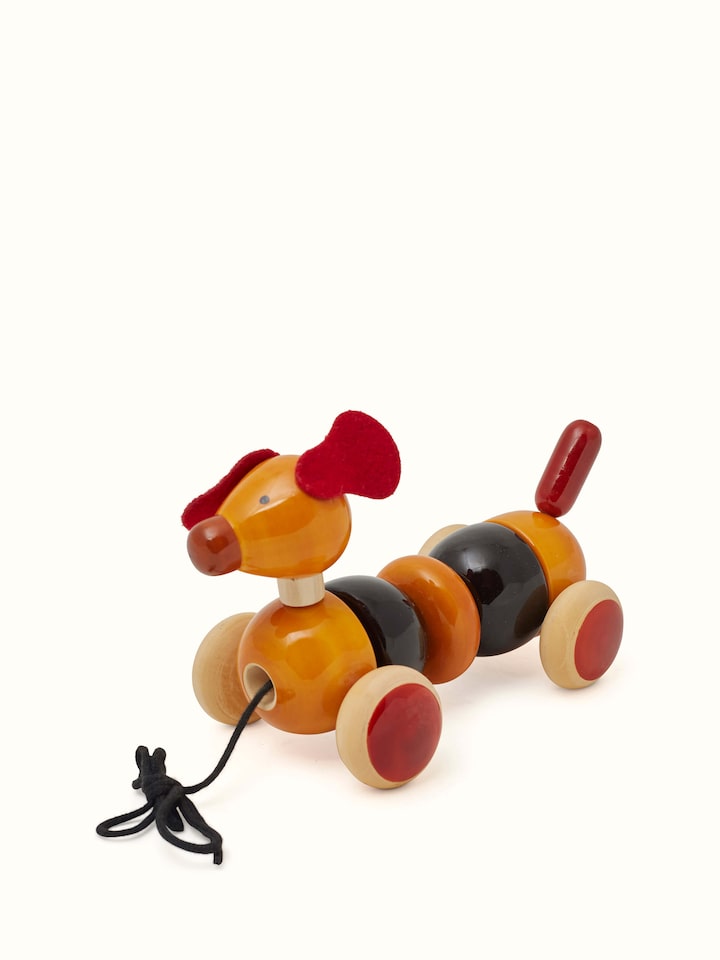 Alternate view 2 of Channapatna Wooden Bovow Toy showcasing its design and colors.
