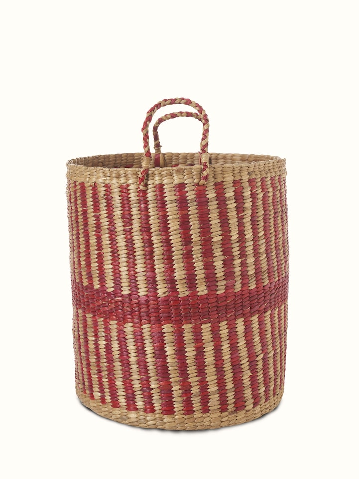 Close-up detail of Natural Water Hyacinth Fibre Laundry Basket focusing on the texture and craftsmanship.