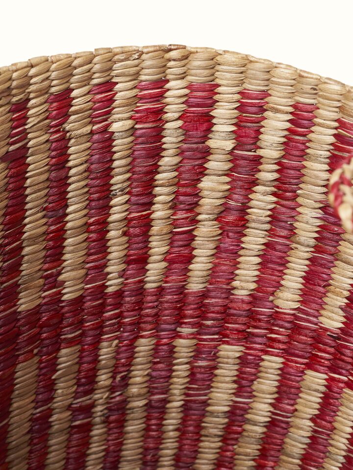 Angle view of Natural Water Hyacinth Fibre Laundry Basket showing different perspectives of the basket.