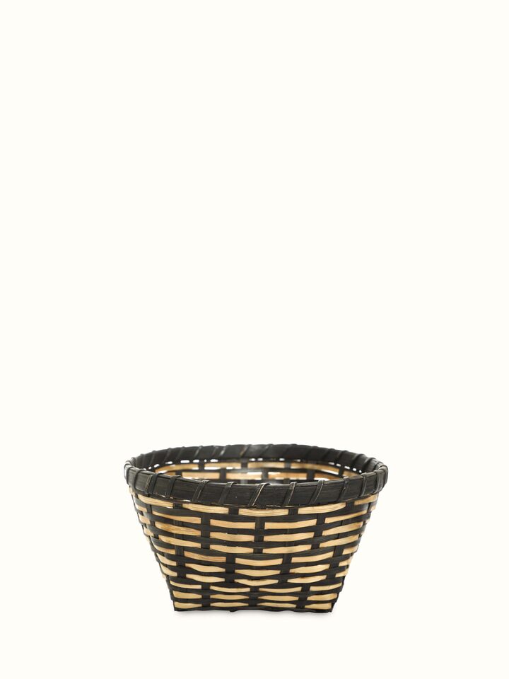 Front view of Bamboo Storage Organizer in Black Color showcasing the sleek design and natural bamboo finish.