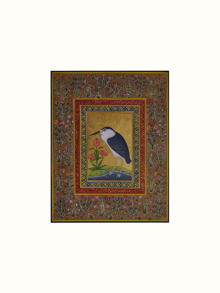 Front view of Miniature Bird Painting displaying the detailed artwork of a bird with vibrant colors.