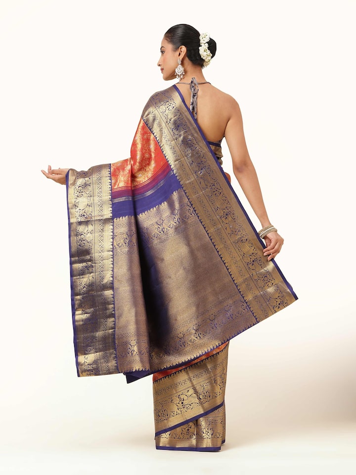 Rust Silk Kancheepuram Saree