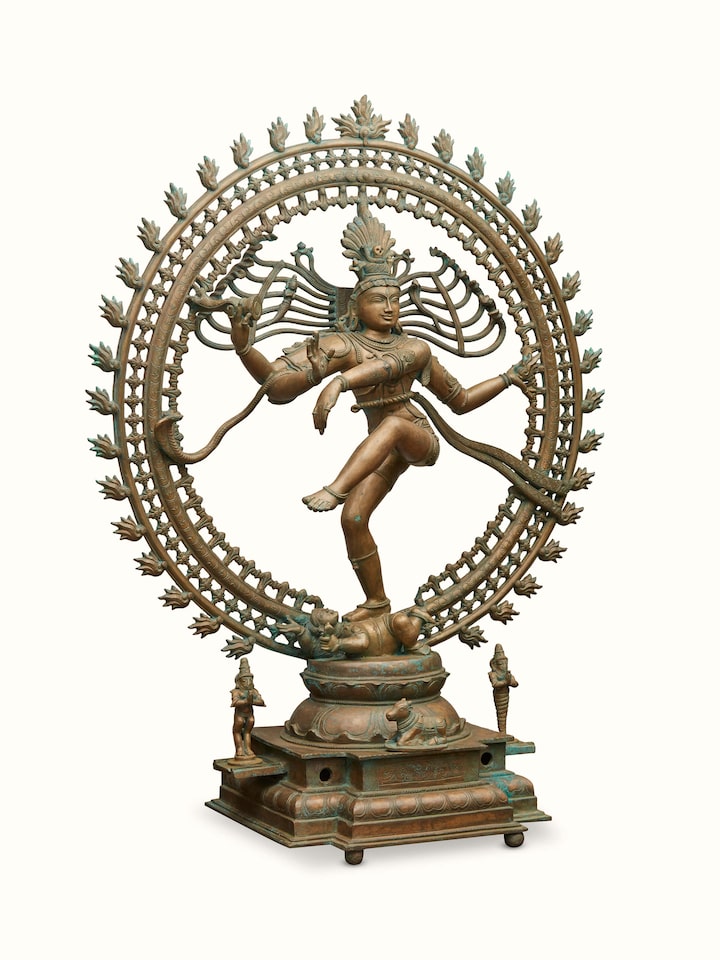 Side view of Bronze Casting Nataraja Swamy Idol highlighting detailed artistry and bronze finish.