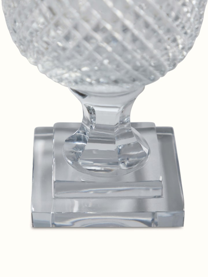 Side view of Glass Crystal Table Vase highlighting its intricate crystal cut and design.