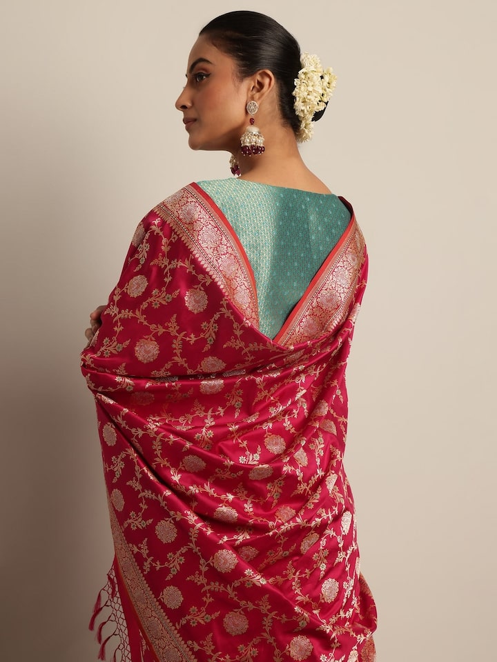 Pink Banarasi Silk Kadwa Jaal Saree