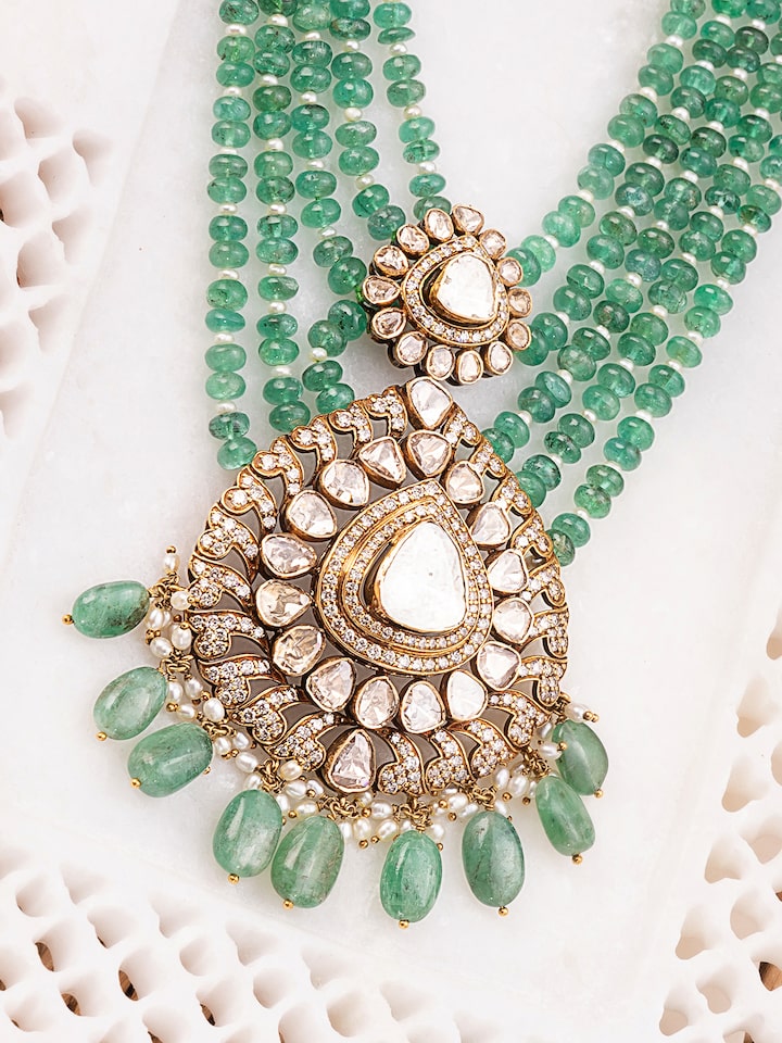 Dank Polki 18 Carat Gold Long Necklace