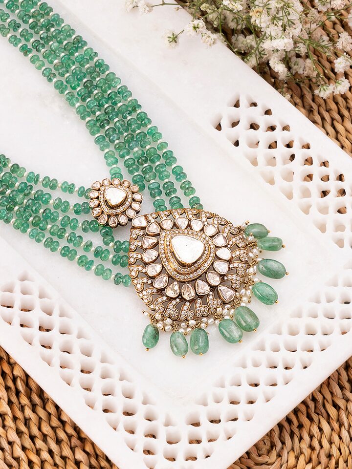 Dank Polki 18 Carat Gold Long Necklace