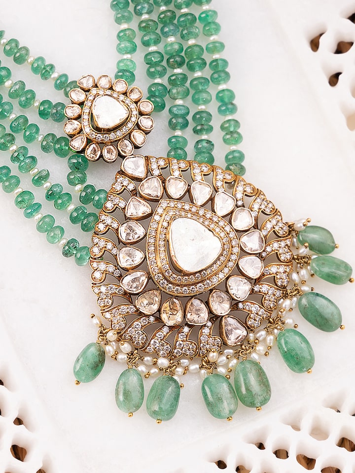 Dank Polki 18 Carat Gold Long Necklace