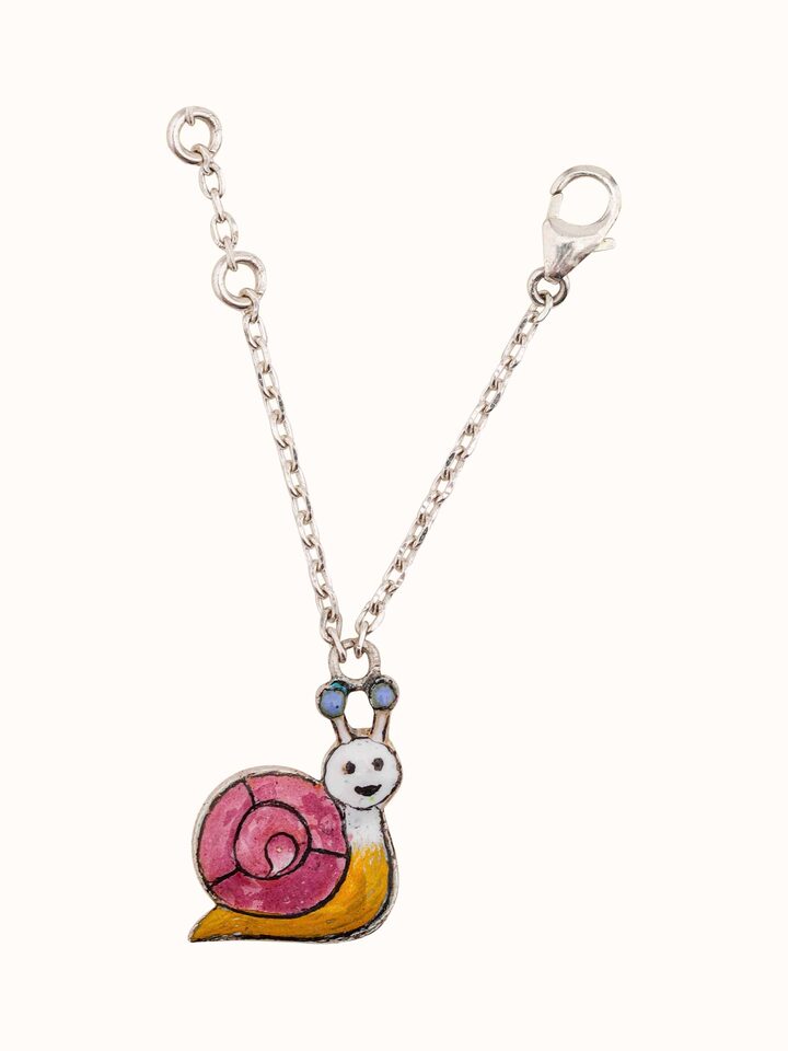 Front view of Gulabi Meenakari Silver Watch Charm showcasing vibrant meenakari work.