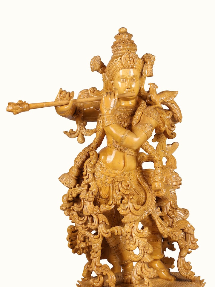 Detail view of the Wood Carved Venugopala Idol