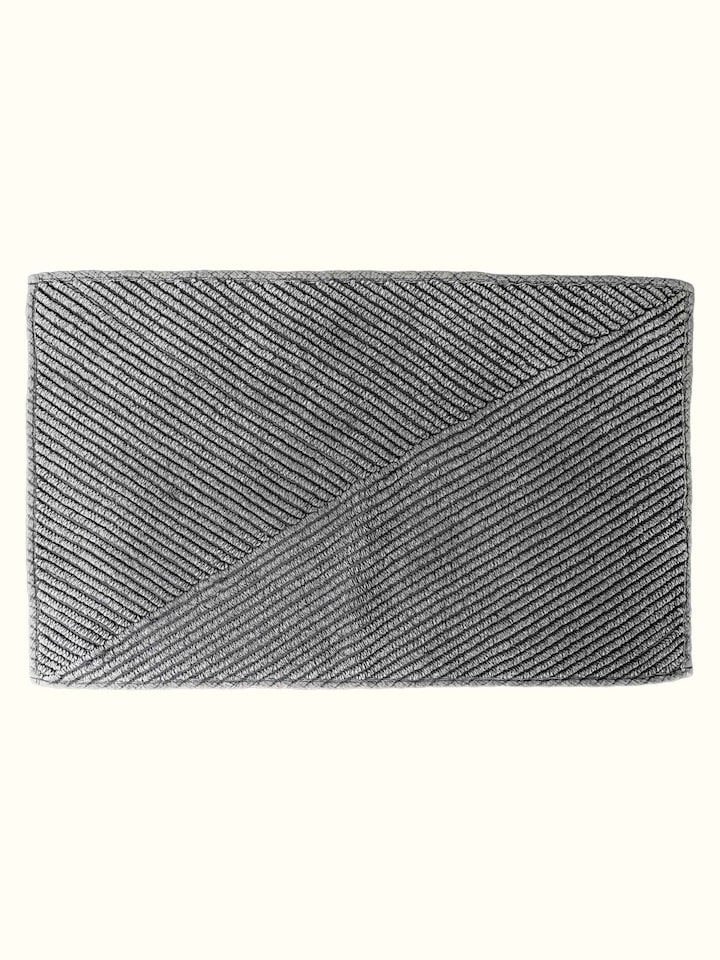 Nityam Diagonal Stripes Dark Grey Bath Mat