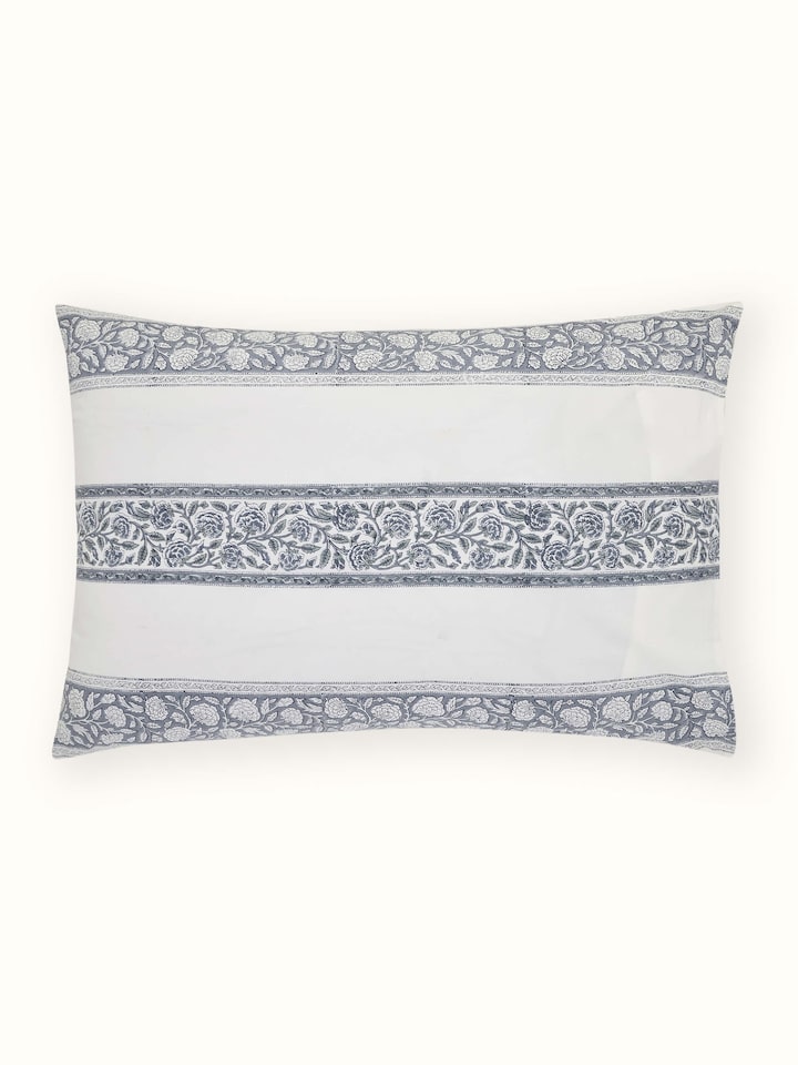 Saha Grey Buta Cotton Sanganeri Hand Block Print Pillow Cases (2 Pcs)