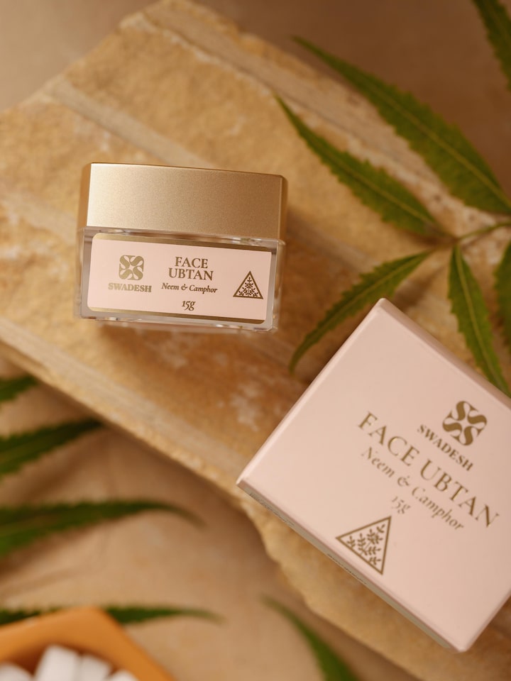 Side view of Face Ubtan Neem & Camphor, emphasizing its natural and purifying properties