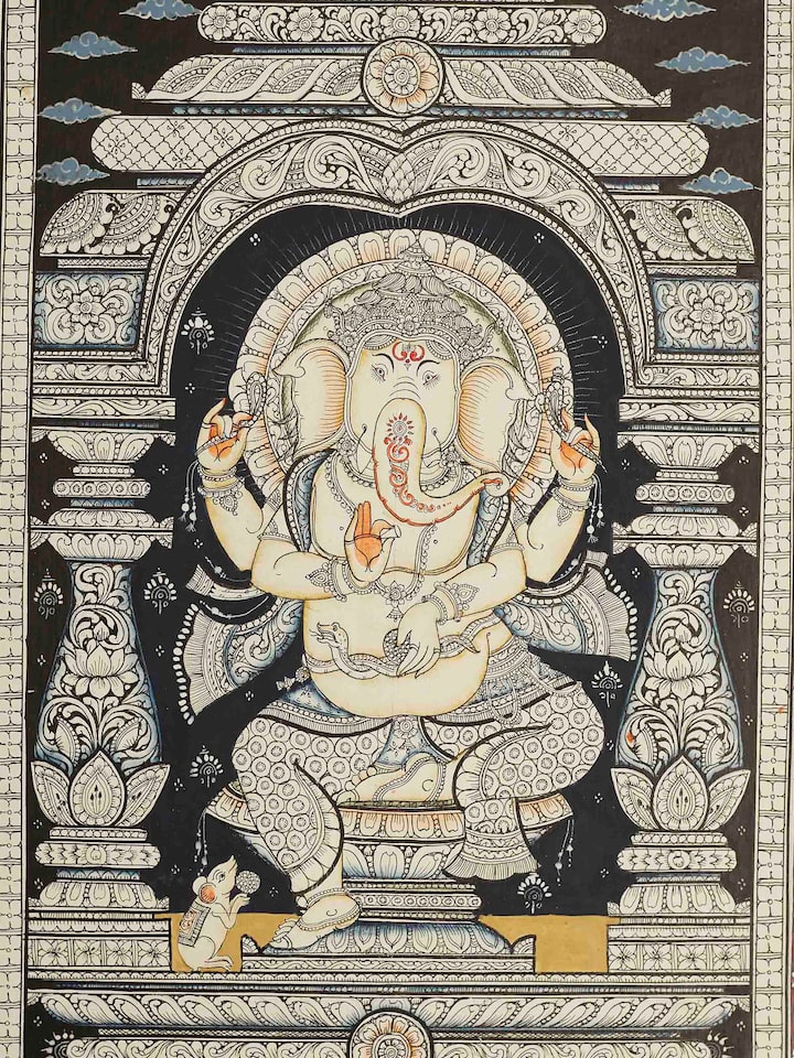 Detailed view of the Ganesha Pattachitra Painting