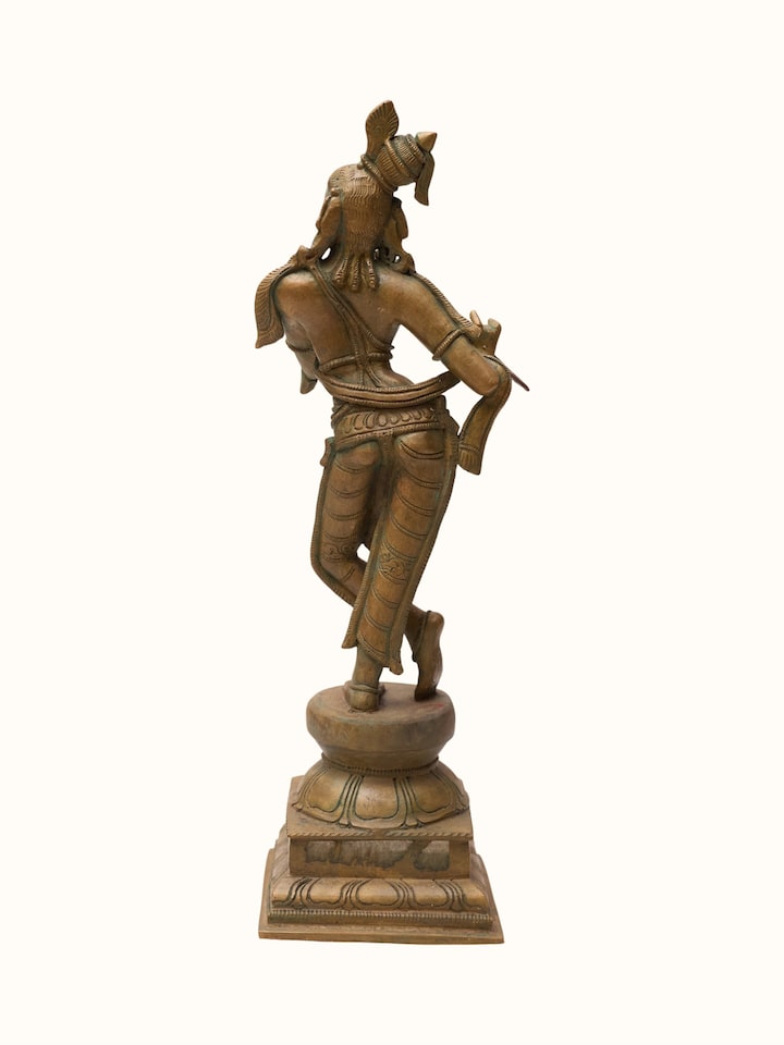 Back view of the Bronze Cast Krishna Idol