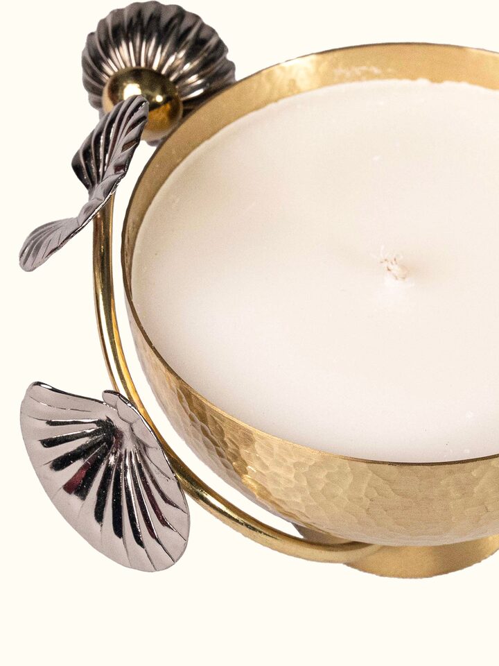 Detail view of Brass Candle Nira highlighting the handcrafted detailing and finish