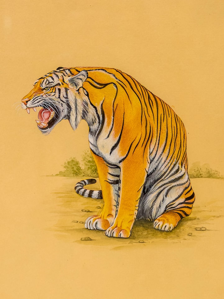 Detail view of the Roaring Tiger Miniature Painting