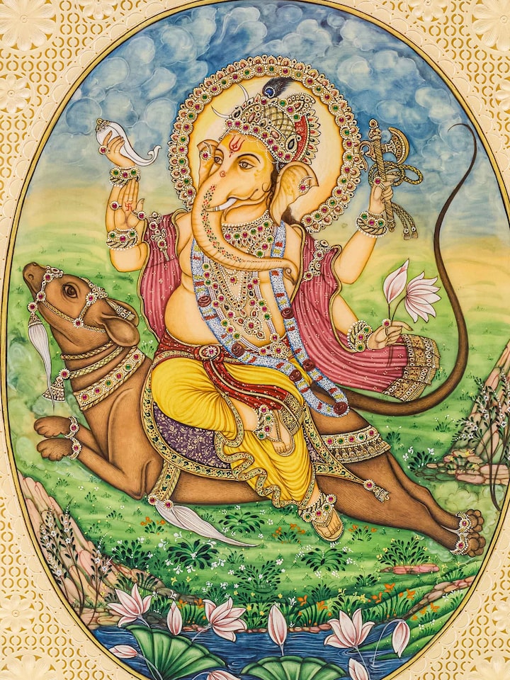 Detail view of the Ganesha Miniature Painting