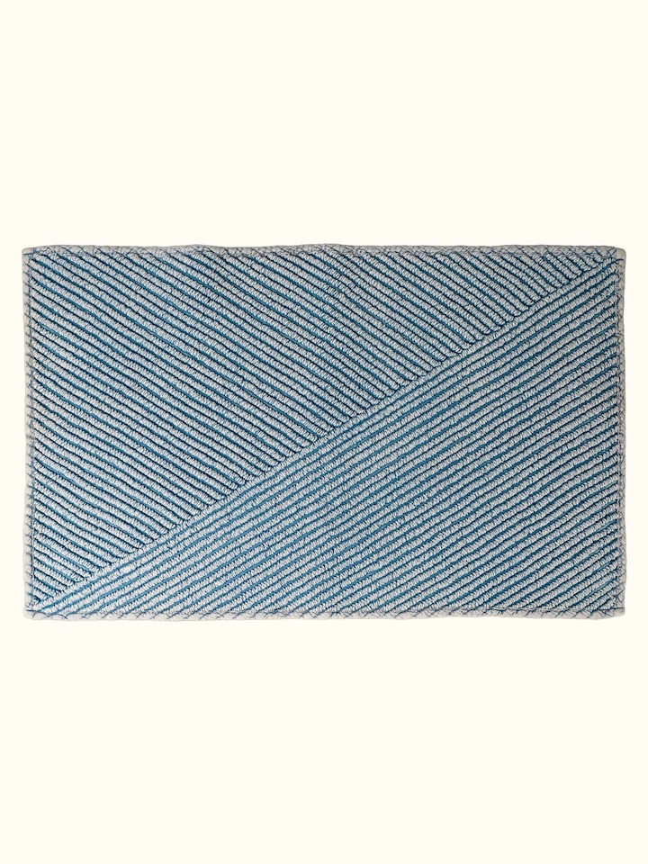 Nityam Diagonal Stripes Blue Bath Mat