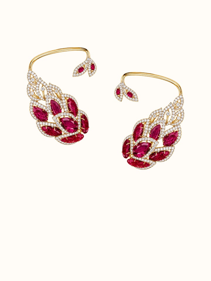 Front view of Open Setting 14 Karat Gold Ear-Hooks showing the complete piece and design