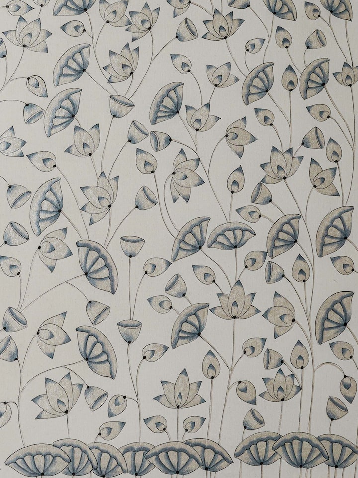Detail view of the Kamal Talai Violet Pichwai Painting