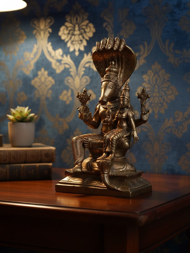 Side view of the Bronze Cast Varaha Lakshmi Idol
