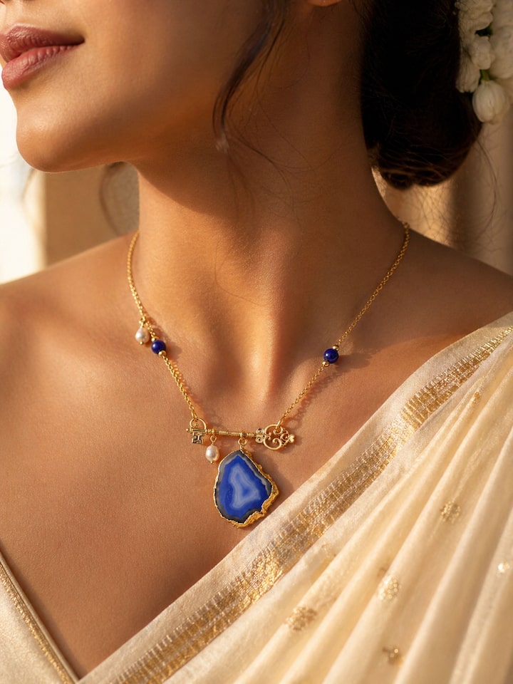 Agate Long Necklace by Swadesh