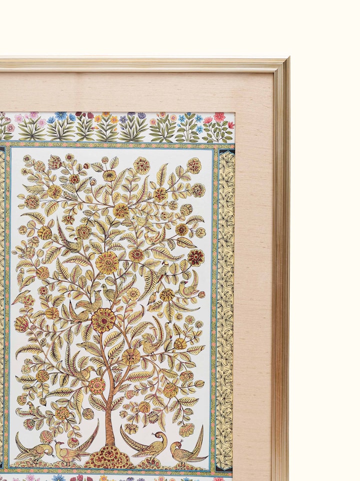 Detail view of the Tree Of Life Floral Miniature Painting