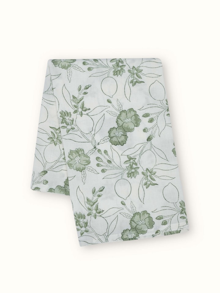 Angled shot focusing on the print detail and fabric texture