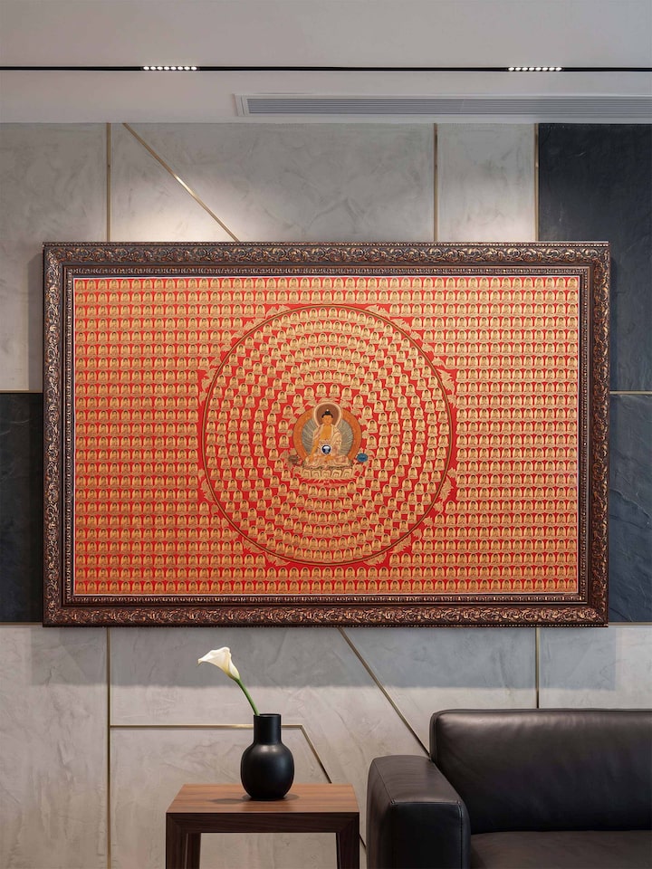 Side view of the Thangka 1008 Buddha Painting