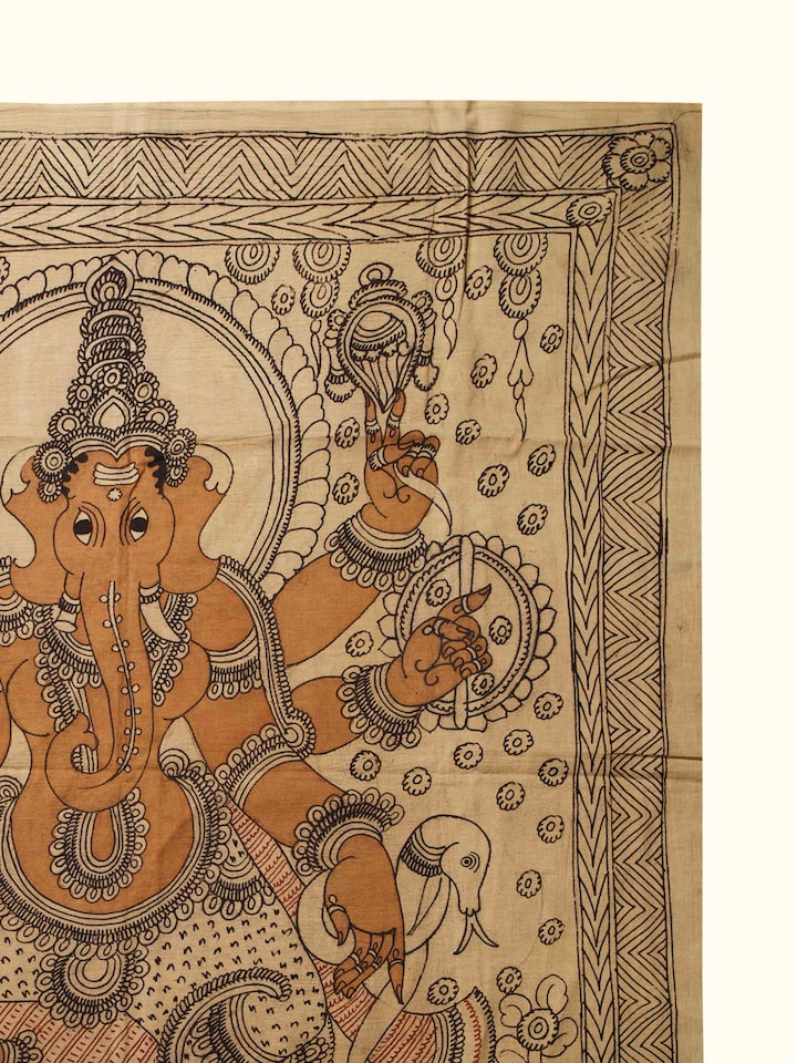 Detail view of the Kshipra Prasada Ganapati Kalamkari Painting