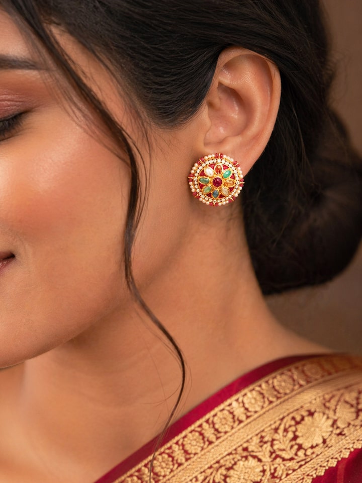 Navratna Silver Studs