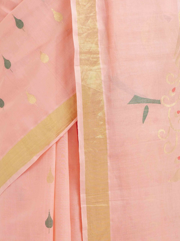 Detail view of the Beige Cotton Venkatagiri Saree