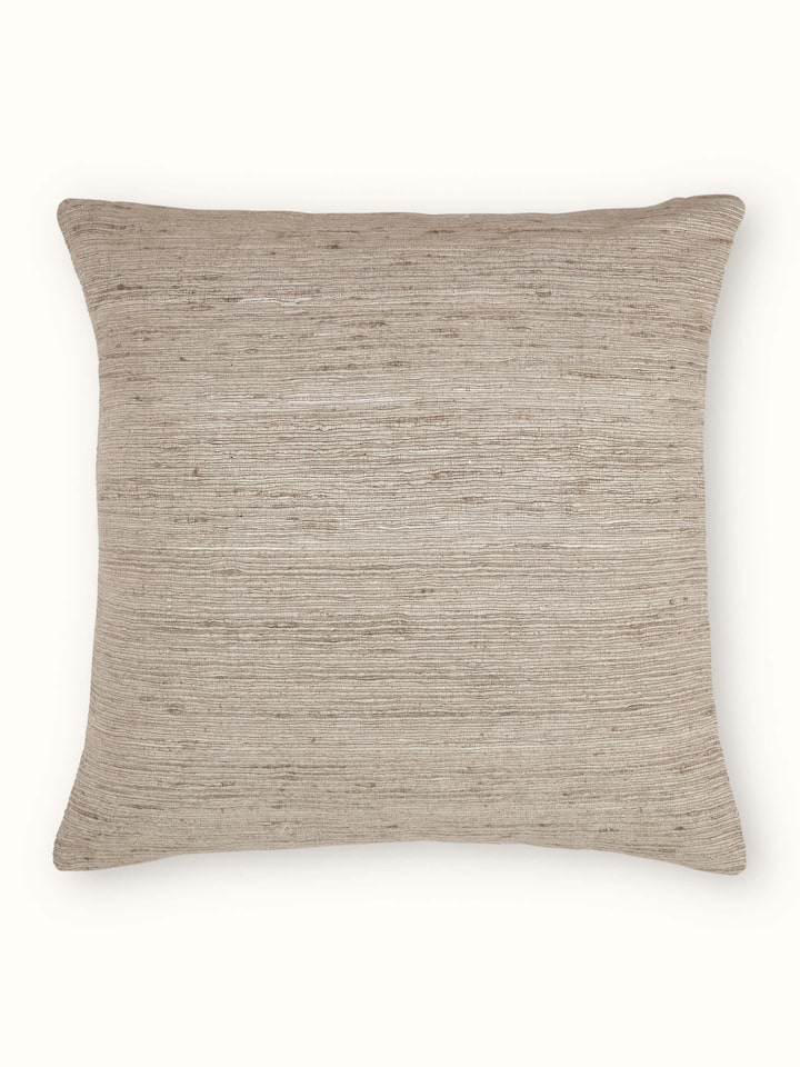 Ujjwal Light Brown Silk Slub Handloom Cushion Cover