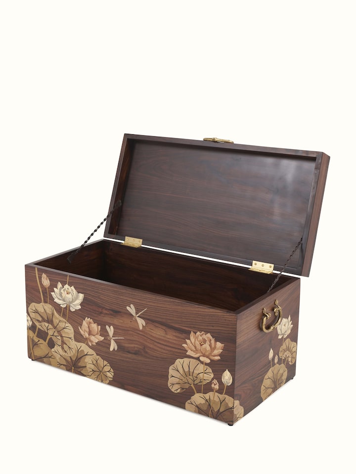Angled view of the Rosewood Inlay Trunk