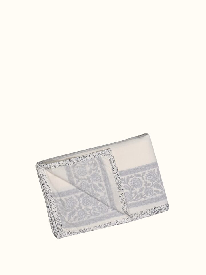 Sanjhi Grey Jaal Cotton Sanganeri Hand Block Print Single-size Dohar