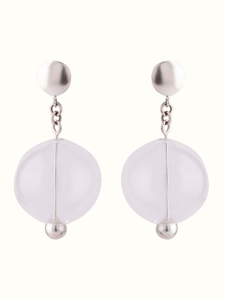 Silver Flame Glass Drop Earrings