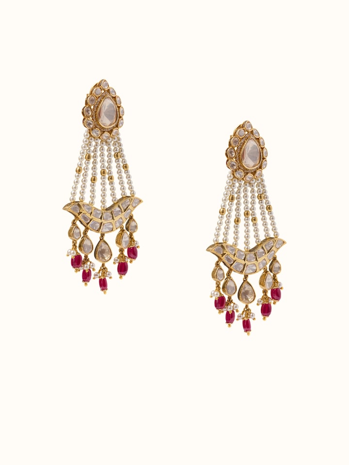 Angled view of the Silver Smithing Drop Earrings