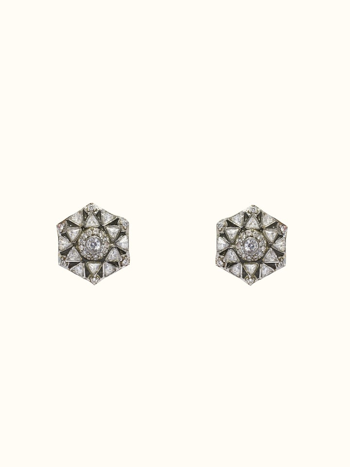 Detail view of Silver Smithing Brooch Pin highlighting the stone setting and metalwork detail