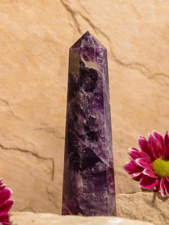 Styled detail view of Gemstone Amethyst Wand | Healing Stone shown in another styled setting