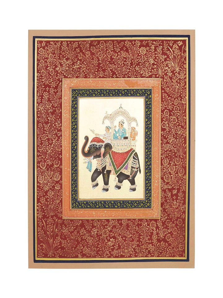 Front view of the Elephant with Savari Miniature Painting