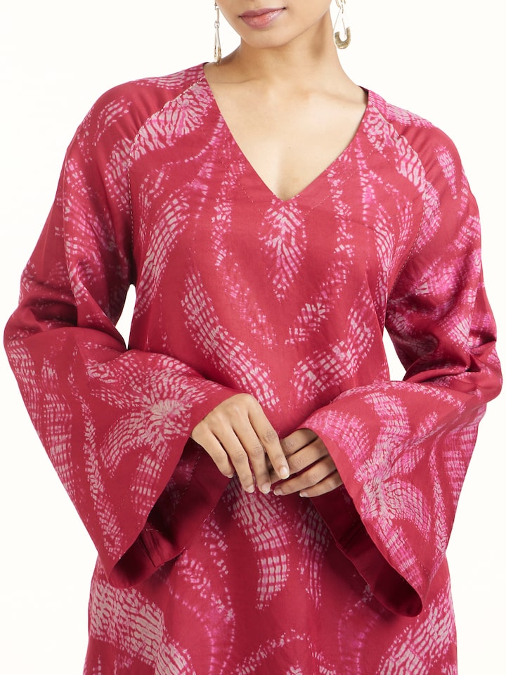 Detail view highlighting shibori craftsmanship