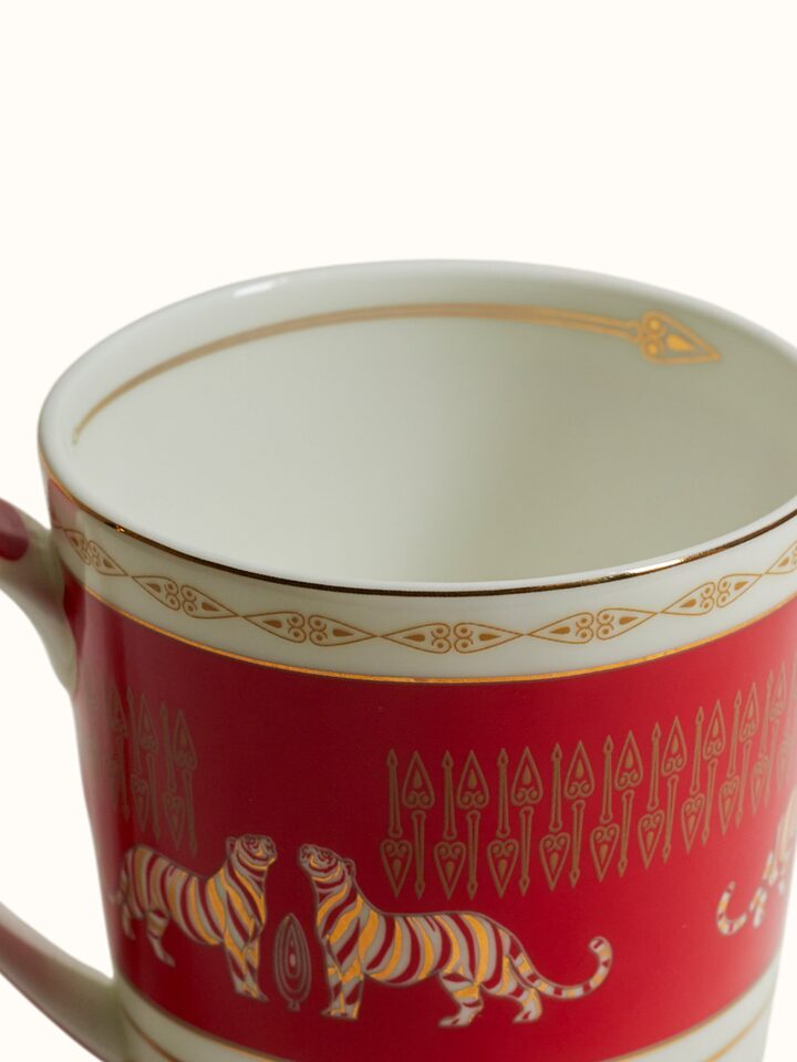 Detail view of Ceramic Coffee Mugs With Gold-Accents (2 Pcs) highlighting the handcrafted detailing and finish